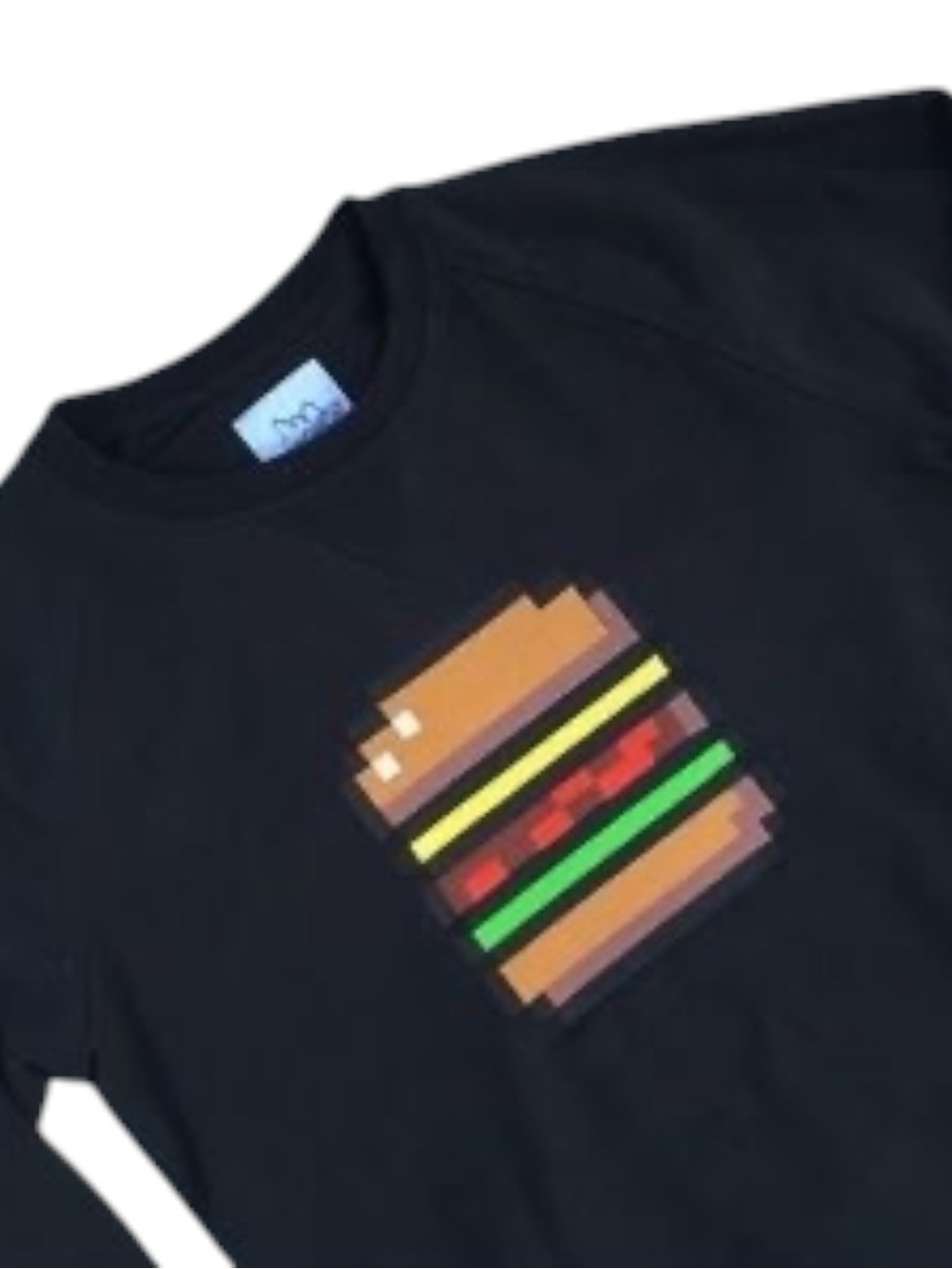 Bricktown Embroidered Cheeseburger Crewneck Pixel Art Swearshirt Men’s Medium
